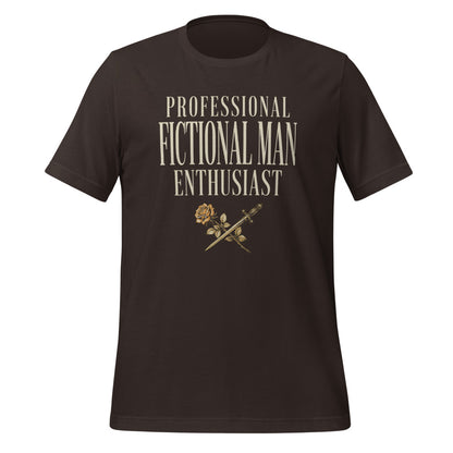Professional Fictional Man Enthusiast book lover dark academia tee — Brown, front