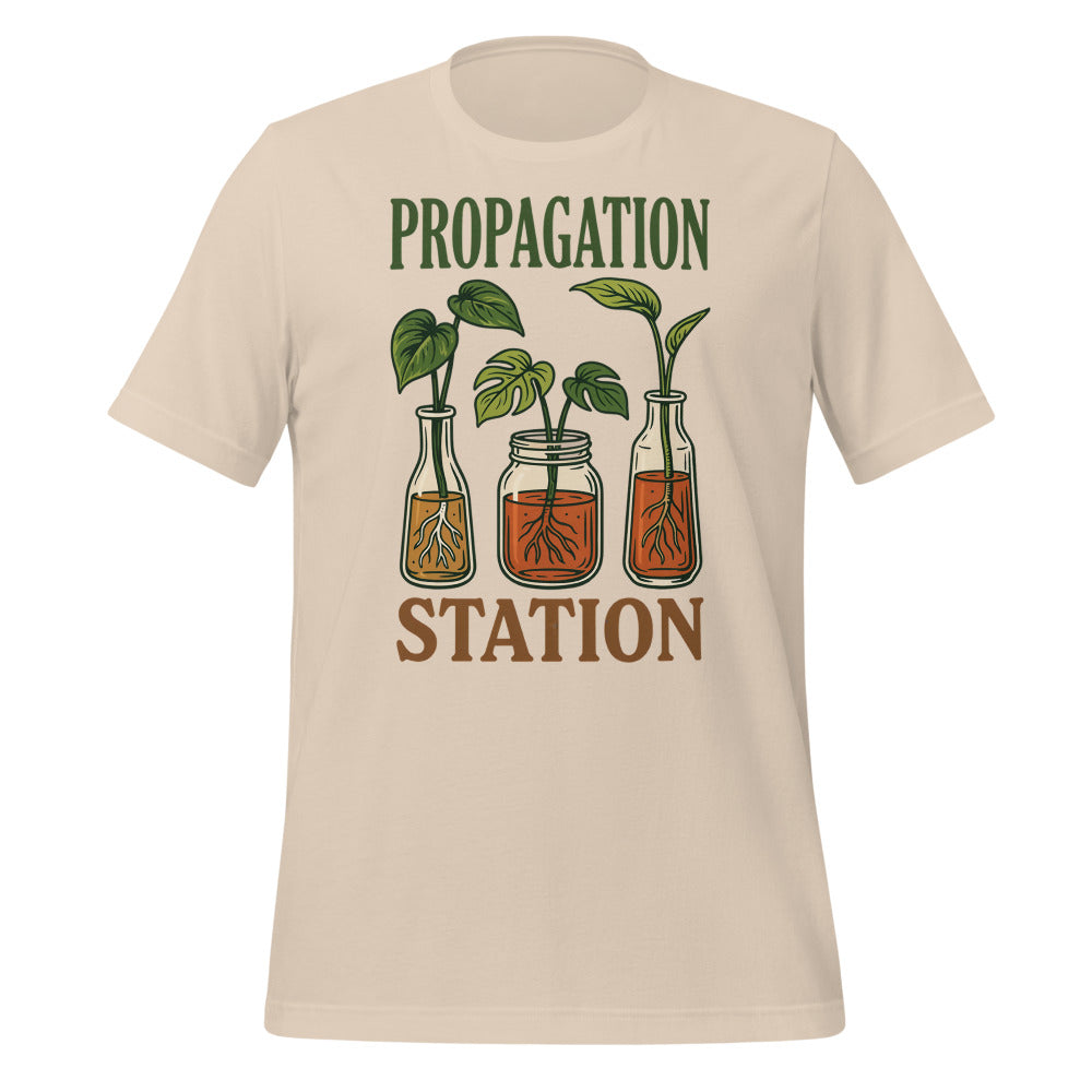 Propagation Station retro botanical plant lover tee — Soft Cream, front