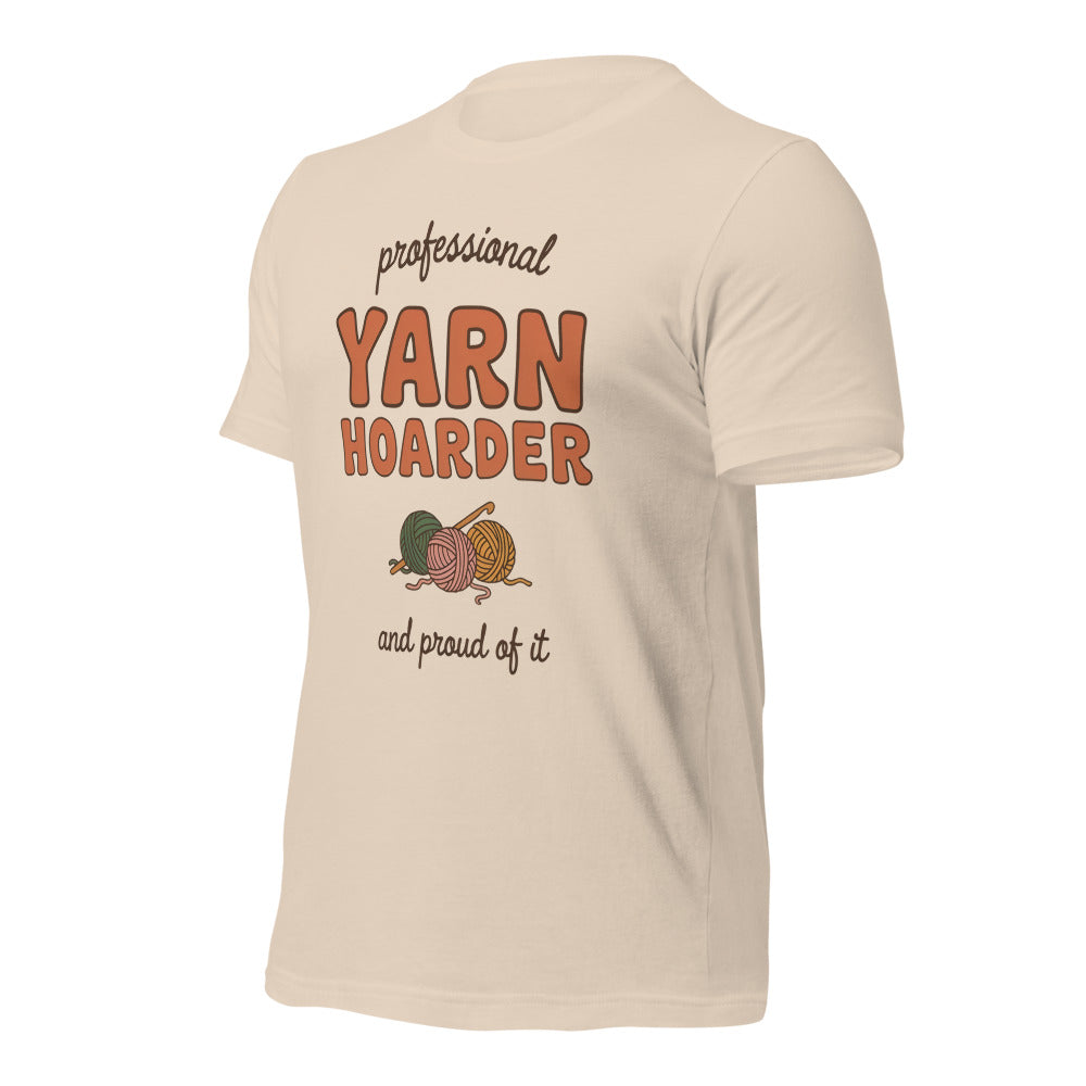Professional Yarn Hoarder crochet cottagecore tee — Soft Cream, front right