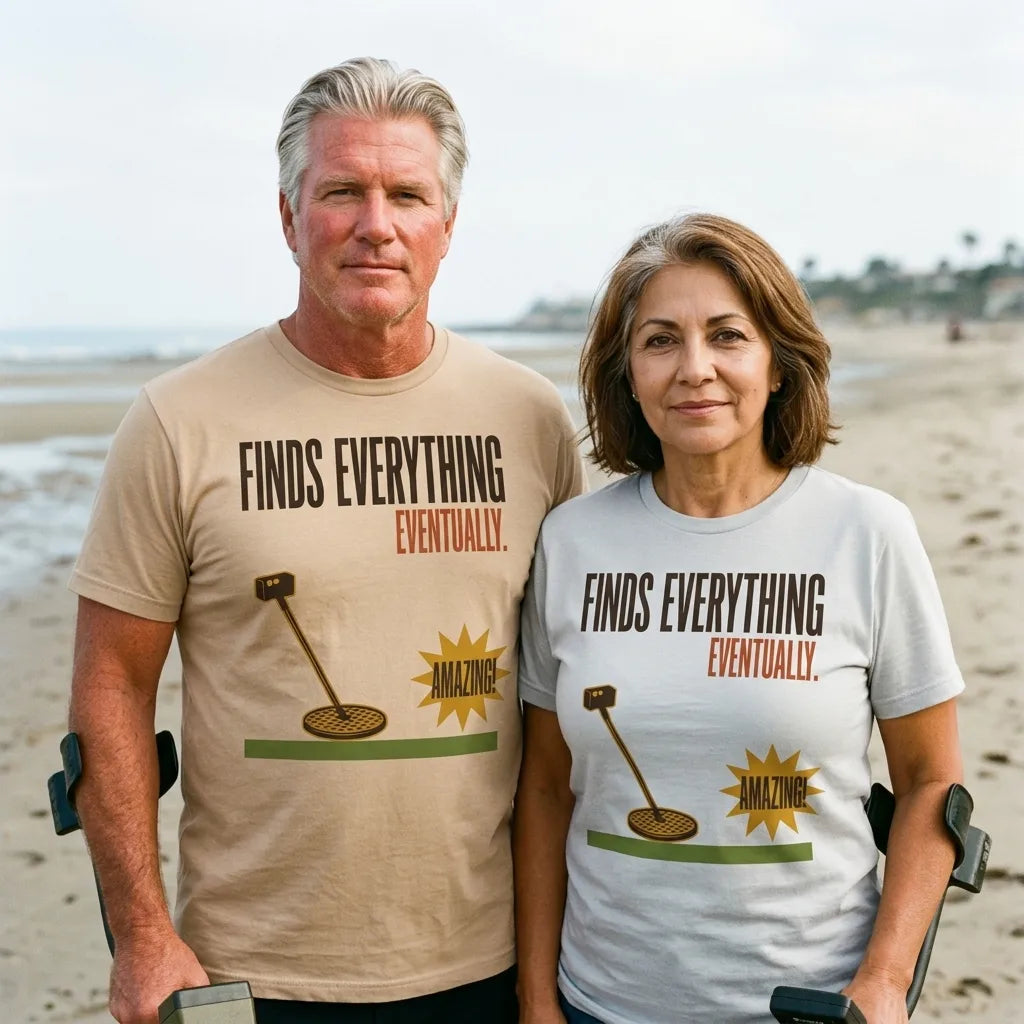 Finds Everything Eventually retro metal detecting tee — lifestyle