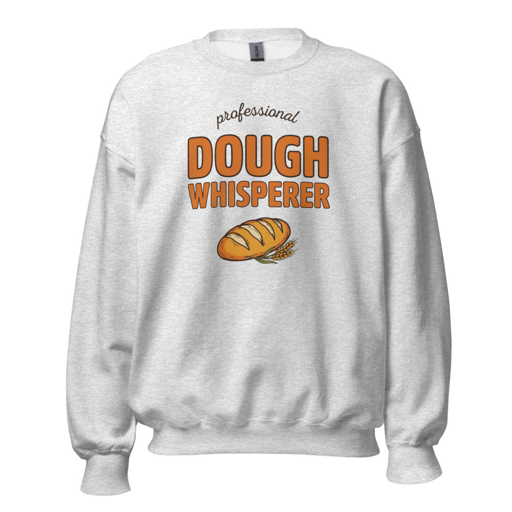 Professional Dough Whisperer funny baker crewneck sweatshirt — Ash, front