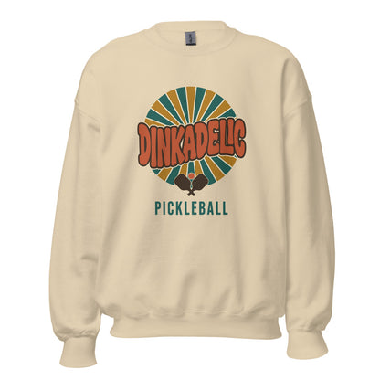 Sand Dinkadelic retro 70s pickleball crewneck sweatshirt ghost front