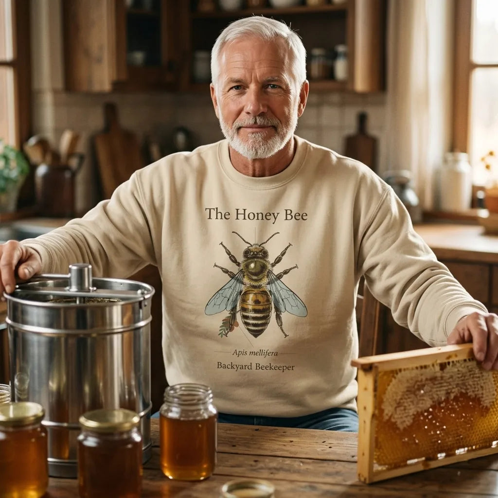 The Honey Bee Apis mellifera anatomical crewneck sweatshirt — lifestyle