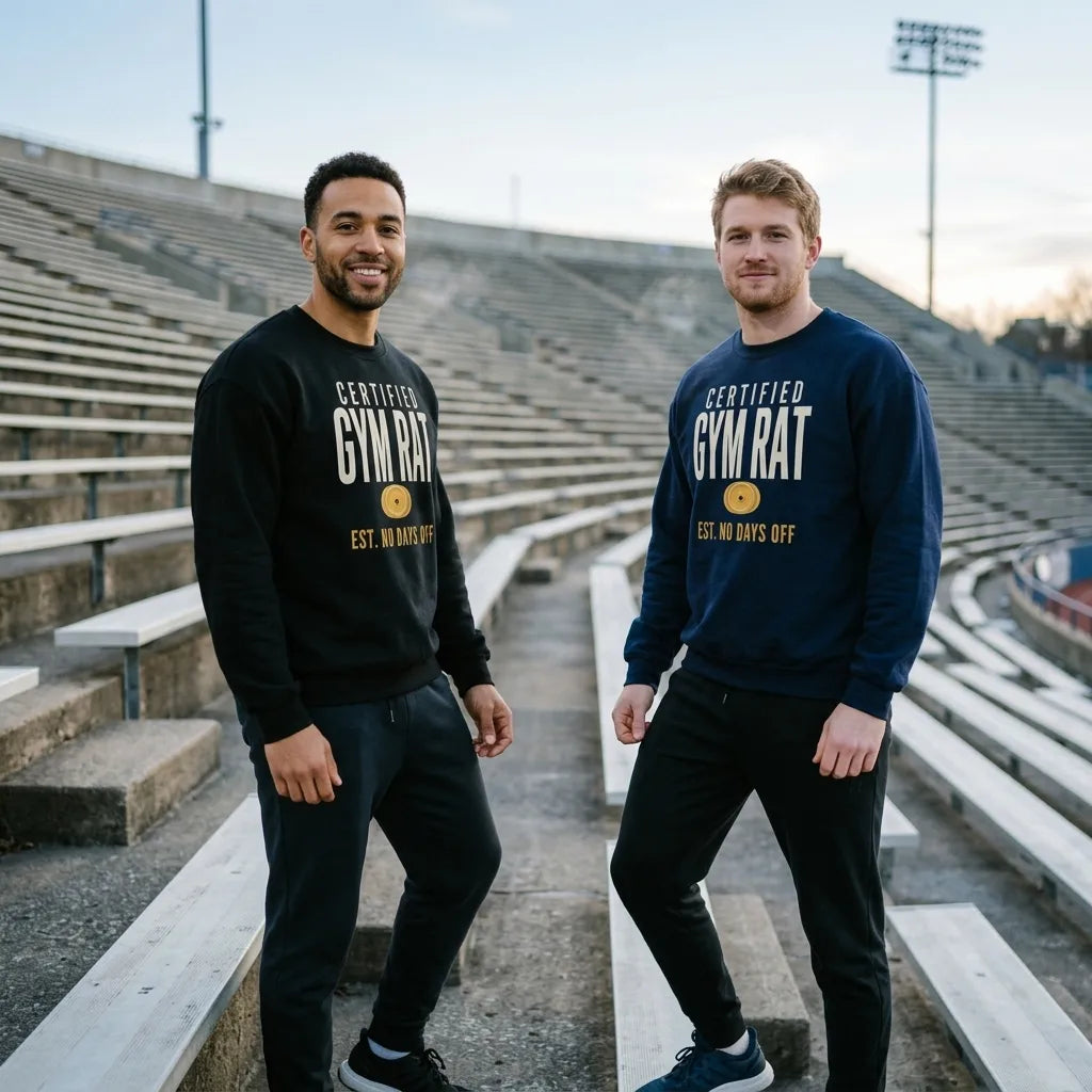 Certified Gym Rat vintage athletic crewneck sweatshirt — lifestyle