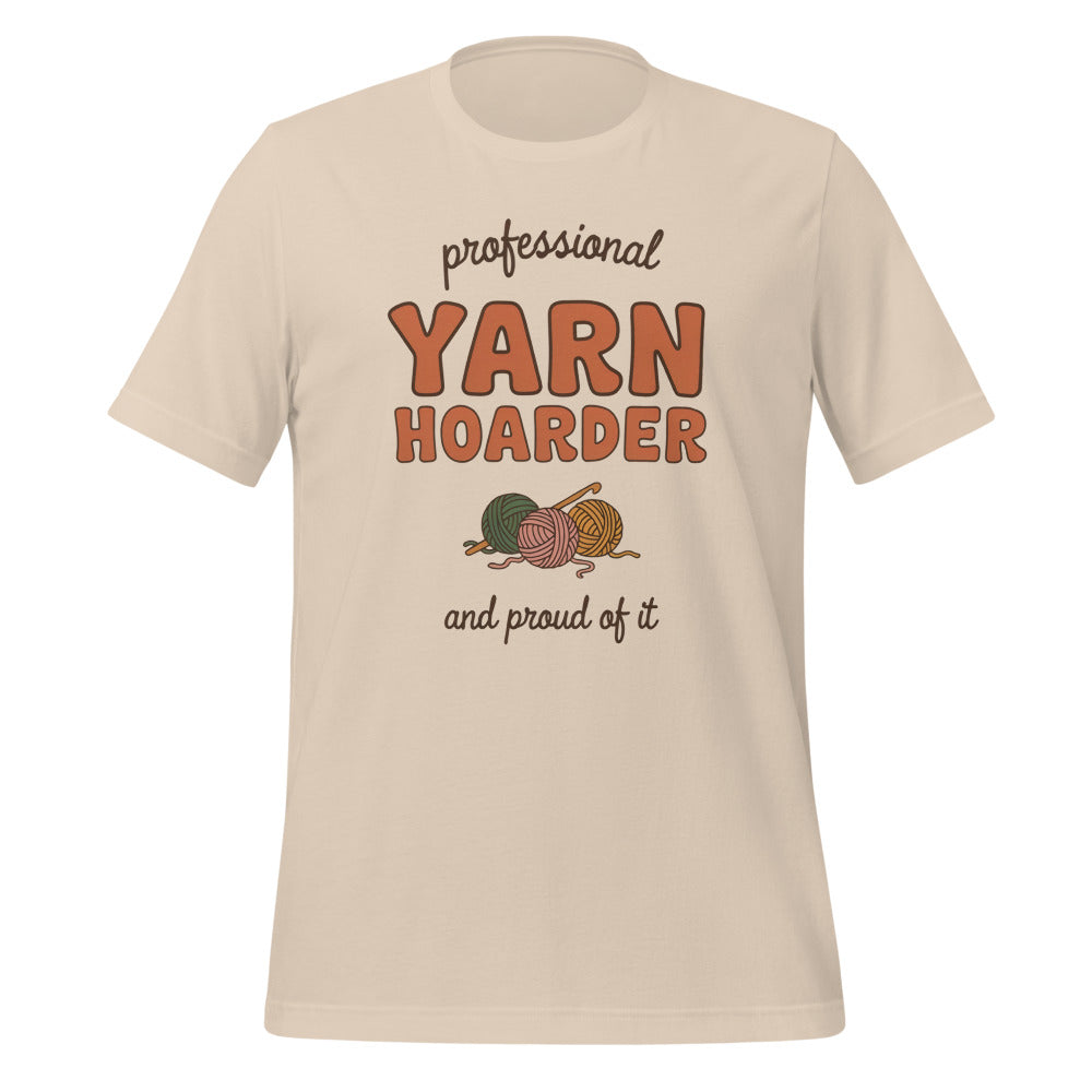 Professional Yarn Hoarder crochet cottagecore tee — Soft Cream, front