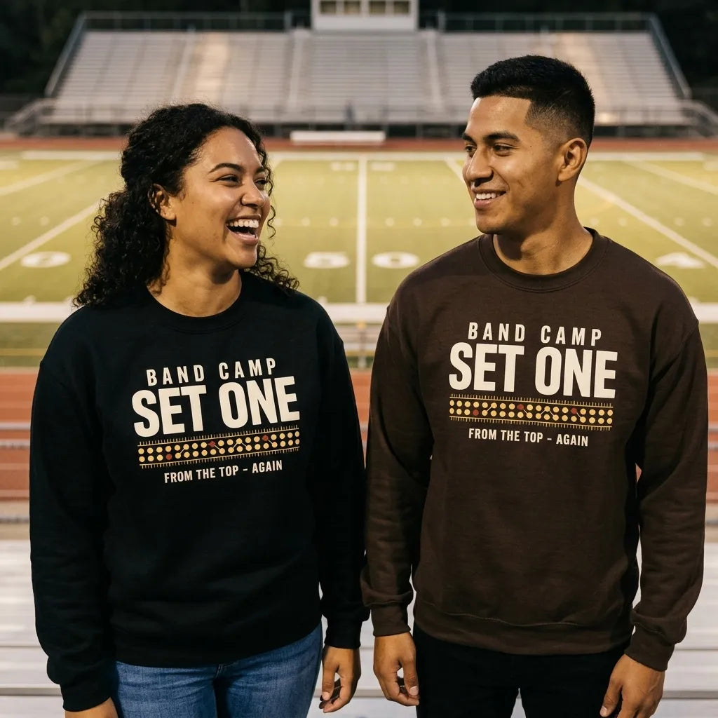Set One marching band drill chart crewneck sweatshirt — lifestyle