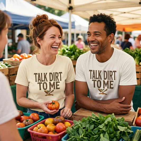 Talk Dirt To Me funny gardening tee — lifestyle