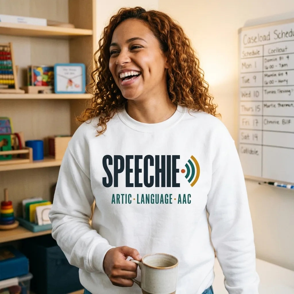Speechie Wordmark speech therapy crewneck sweatshirt — lifestyle