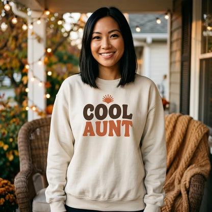 Cool Aunt retro groovy aunt crewneck sweatshirt — lifestyle
