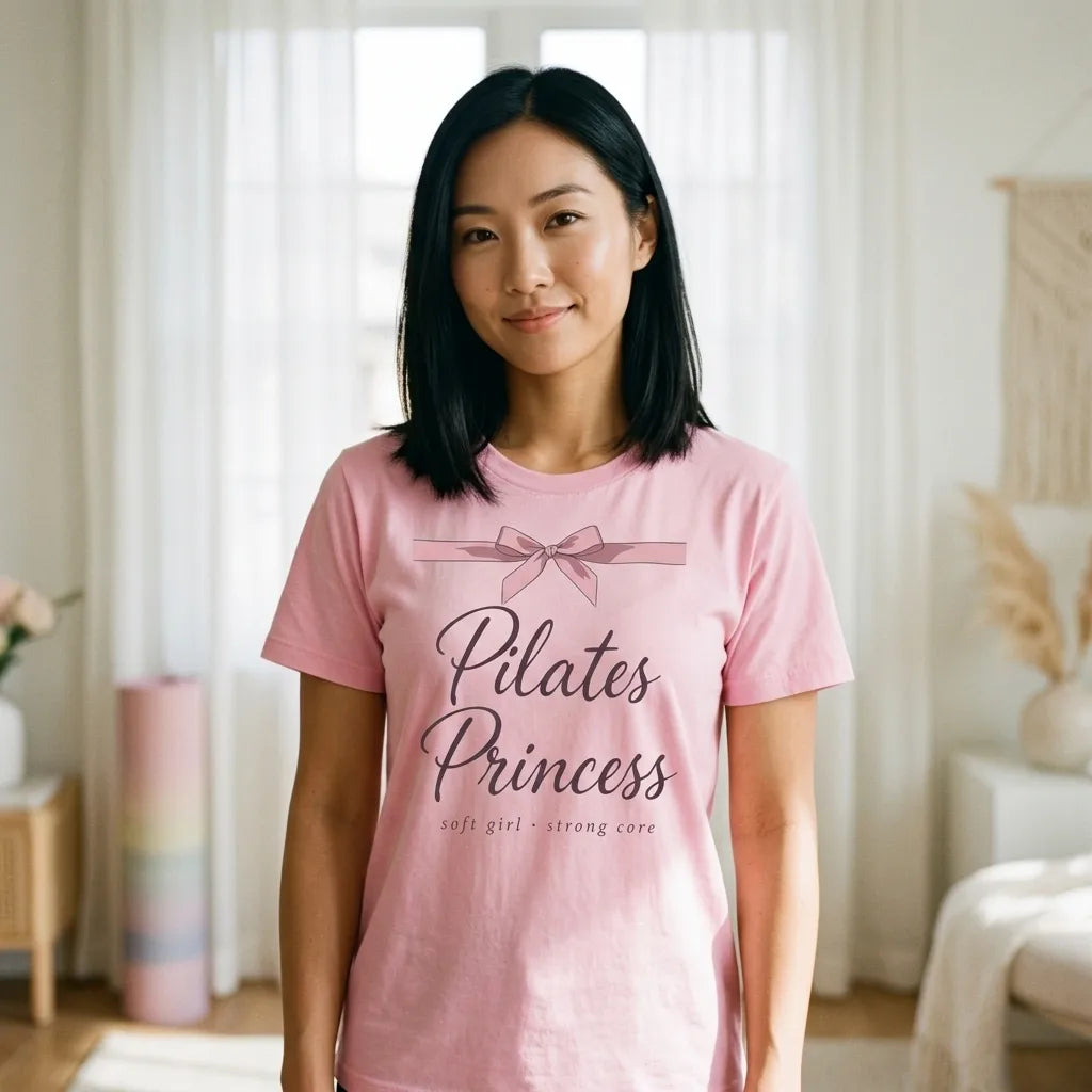 Pilates Princess coquette bow tee — lifestyle