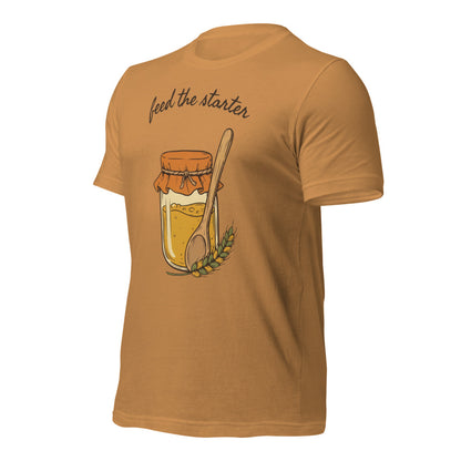 Feed The Starter sourdough baker tee — Toast, front-right