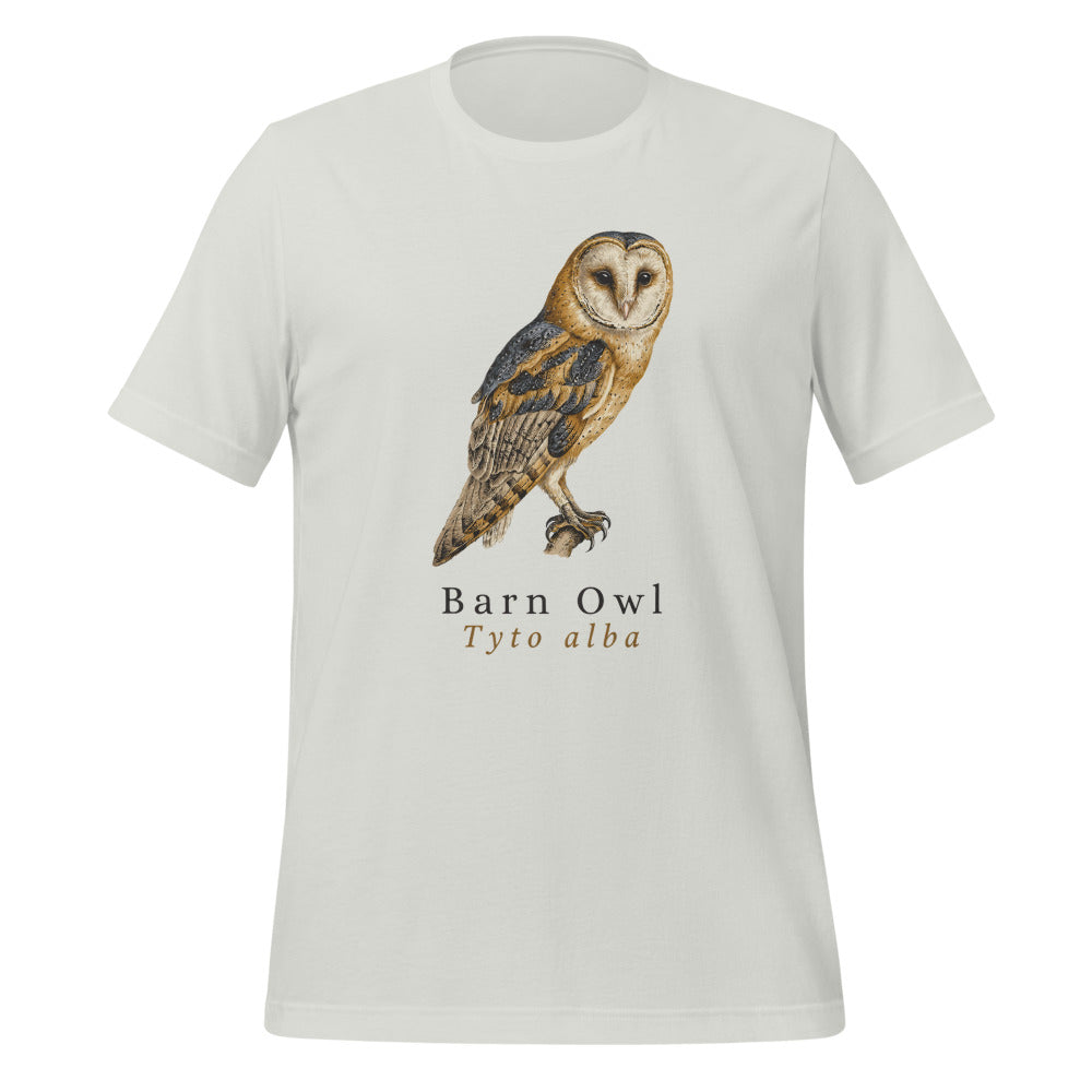 Barn Owl vintage field-guide tee — Silver, front