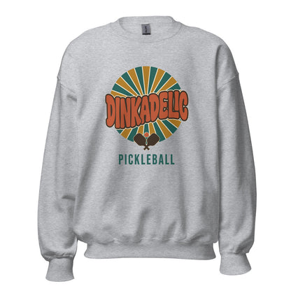 Sport Grey Dinkadelic retro 70s pickleball crewneck sweatshirt ghost front
