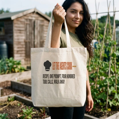 Let The Agents Cook canvas tote bag — lifestyle