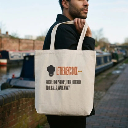 Let The Agents Cook canvas tote bag — lifestyle