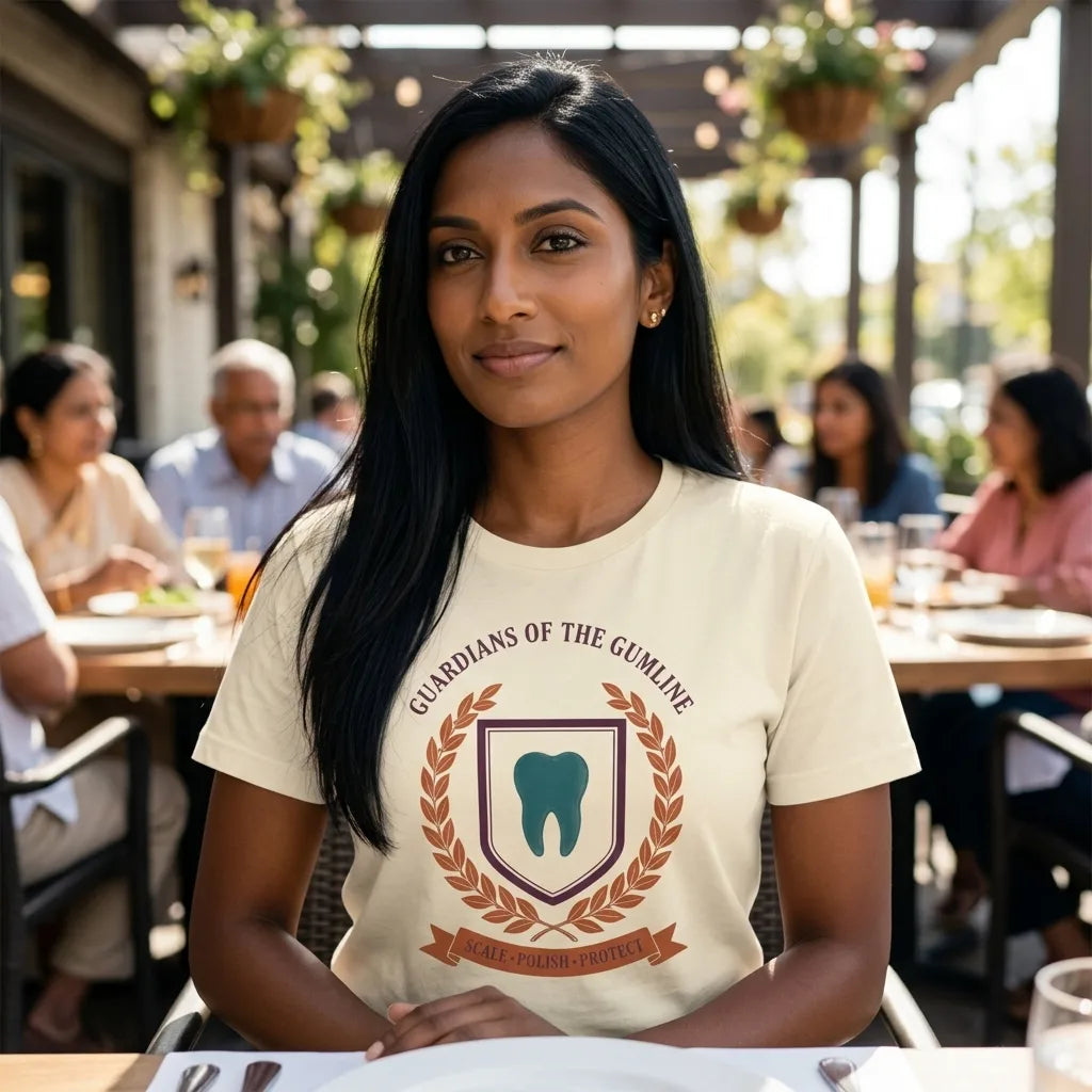 Guardians of the Gumline dental hygienist tee — lifestyle