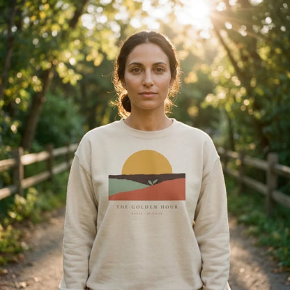 The Golden Hour birth worker crewneck sweatshirt — lifestyle