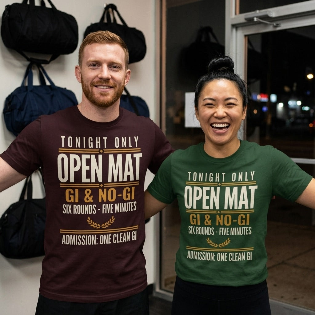 Open Mat Tonight Brazilian jiu jitsu t-shirt — lifestyle
