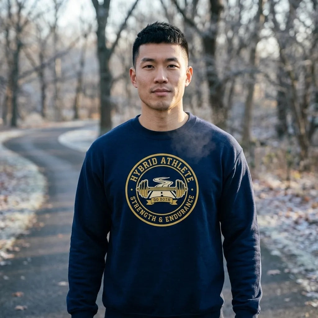 Hybrid Athlete vintage athletic-department crest crewneck sweatshirt — lifestyle