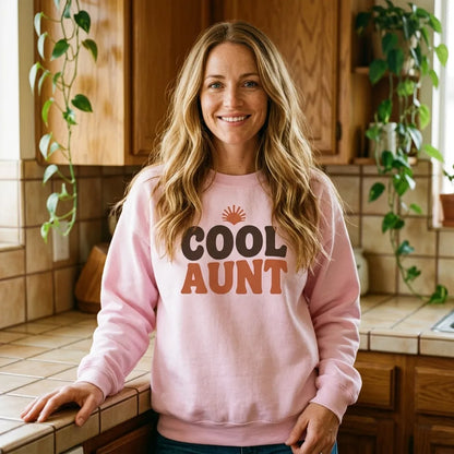 Cool Aunt retro groovy aunt crewneck sweatshirt — lifestyle
