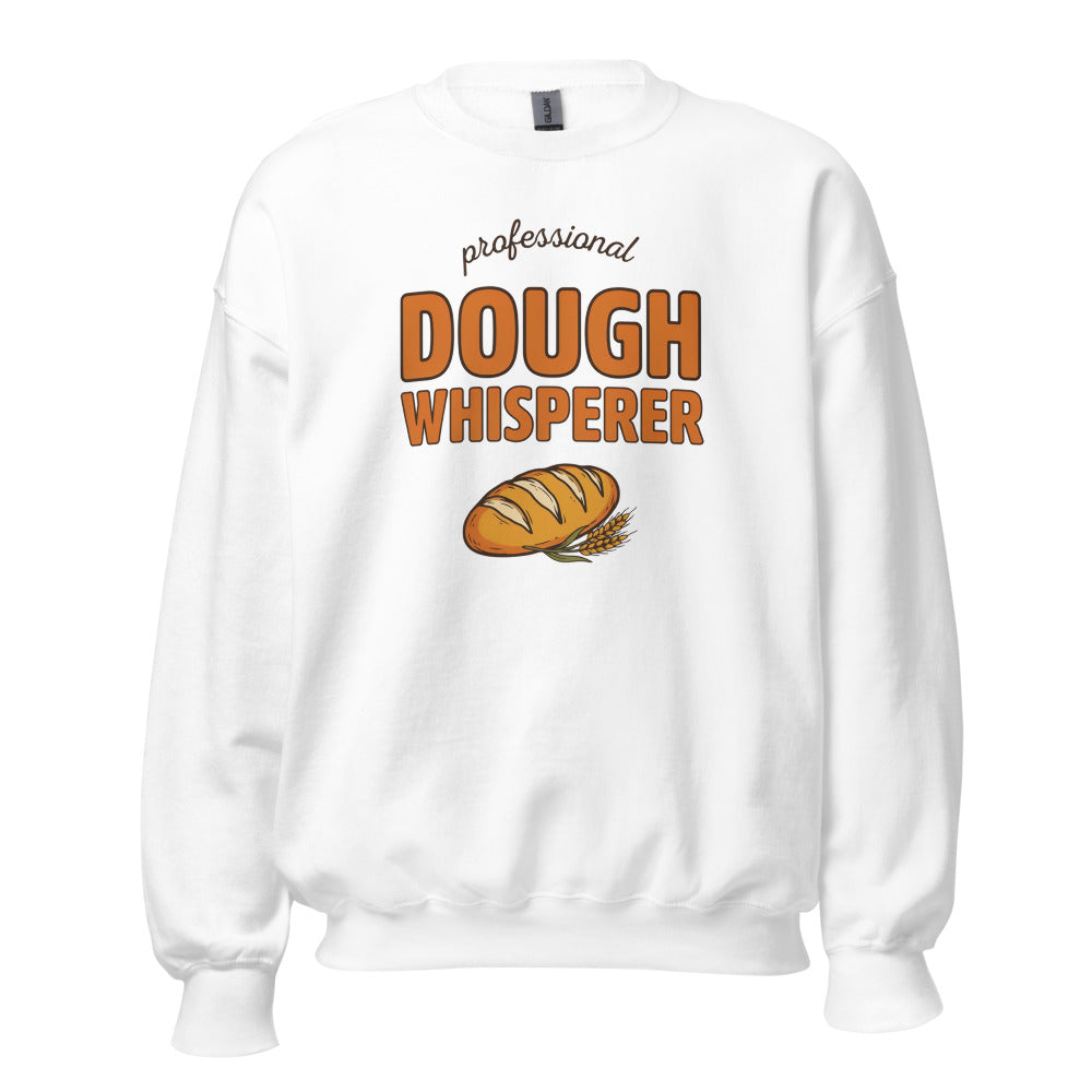 Professional Dough Whisperer funny baker crewneck sweatshirt — White, front