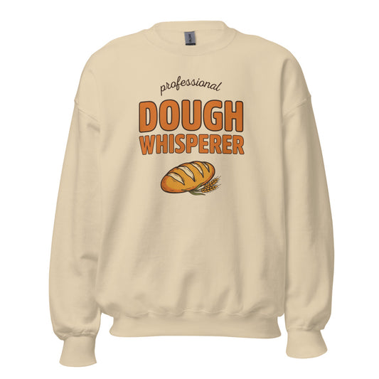 Professional Dough Whisperer funny baker crewneck sweatshirt — Sand, front