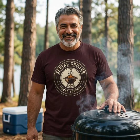 Serial Griller funny BBQ tee — lifestyle