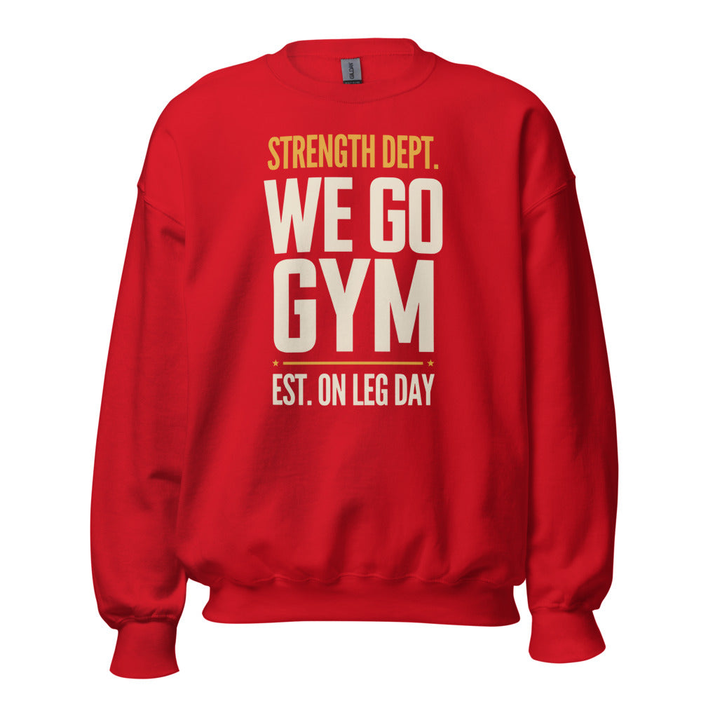 We Go Gym vintage athletic crewneck — Red, front