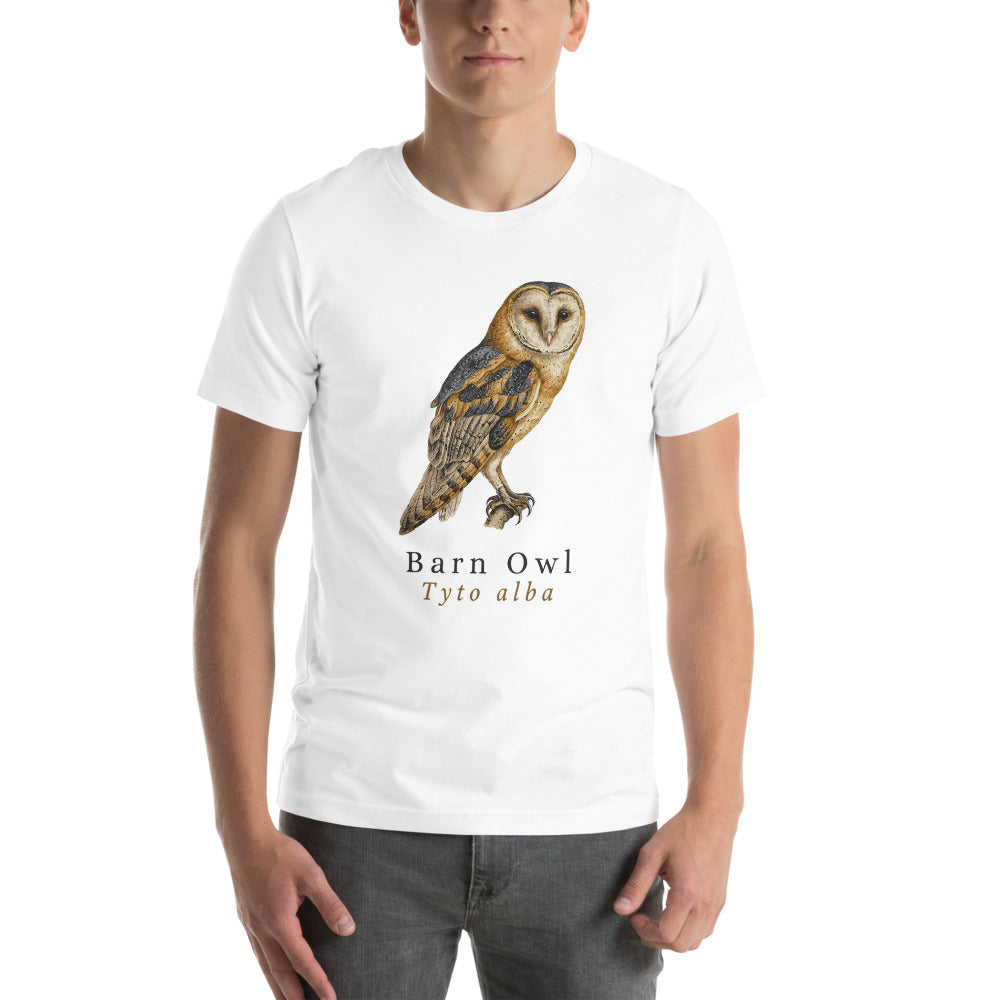 Barn Owl vintage field-guide tee — White, on model
