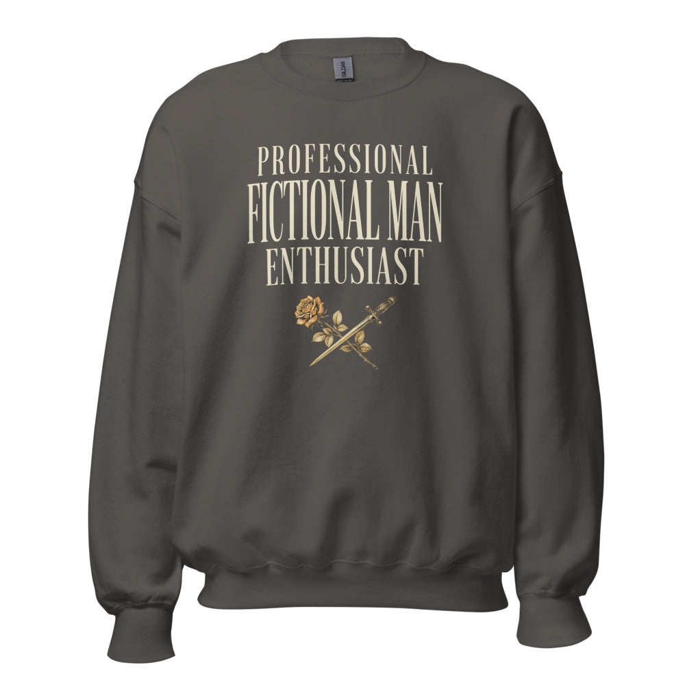 Professional Fictional Man Enthusiast book lover dark academia crewneck sweatshirt — Charcoal, front