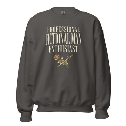 Professional Fictional Man Enthusiast book lover dark academia crewneck sweatshirt — Charcoal, front