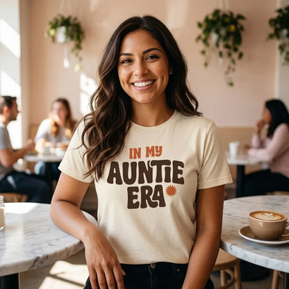 In My Auntie Era retro groovy aunt tee — lifestyle