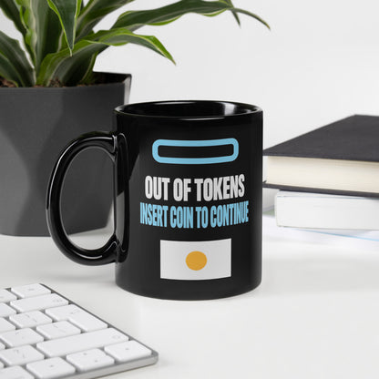 Insert Coin To Continue out of tokens mug — 11 oz, handle on the left