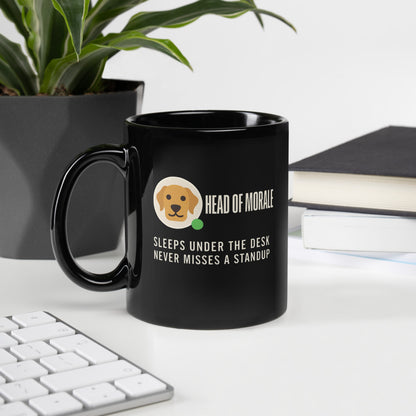 Head of Morale dog profile card mug — 11 oz, handle on the left