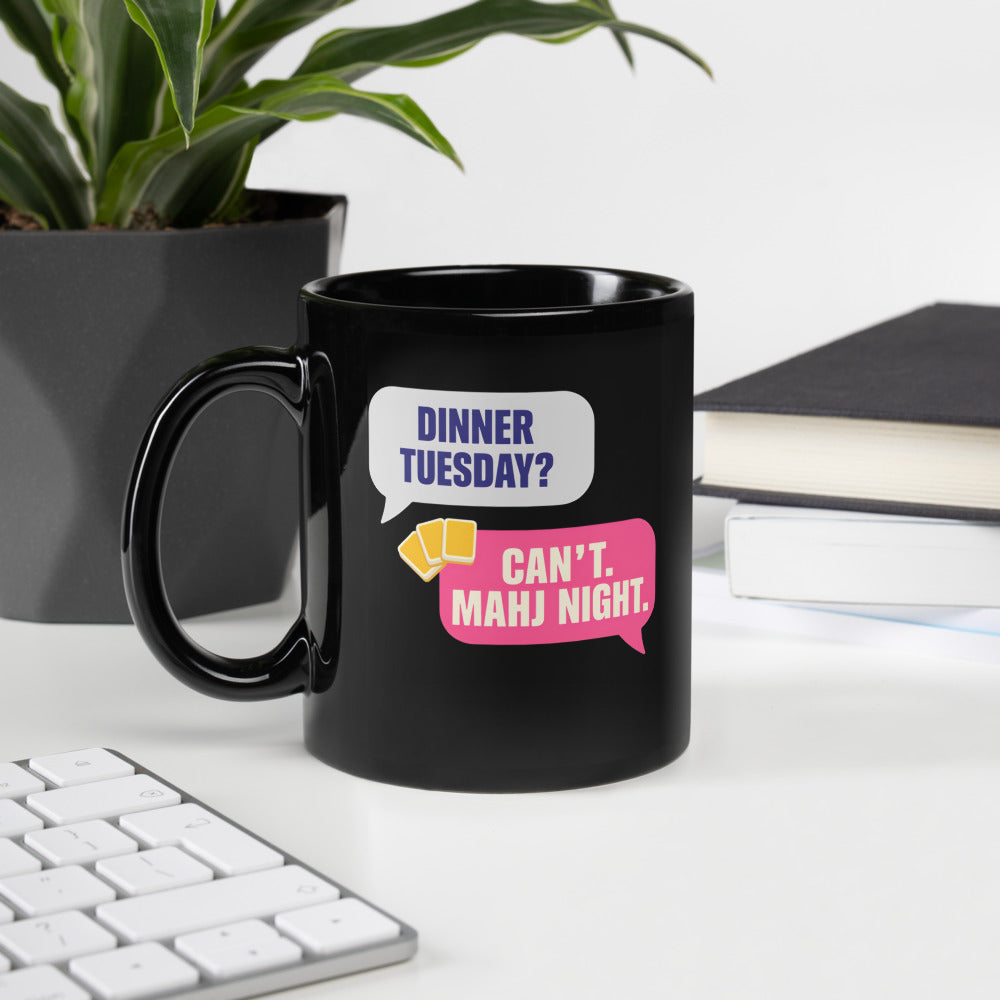Mahj Night funny mahjong mug — 11 oz, handle on the left