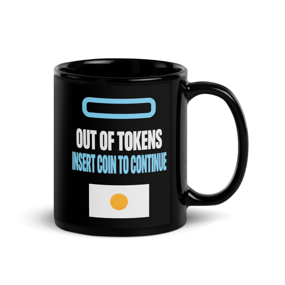 Insert Coin To Continue out of tokens mug — 11 oz, handle on the right