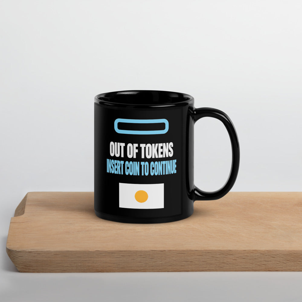 Insert Coin To Continue out of tokens mug — 11 oz, front