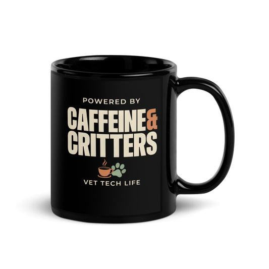 Caffeine & Critters print — 11 oz, handle on the right