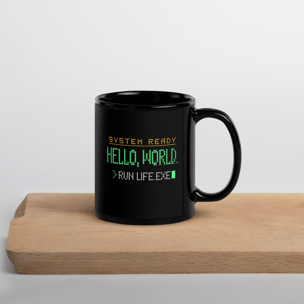 Hello World programmer mug — 11 oz, front