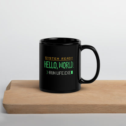 Hello World programmer mug — 11 oz, front