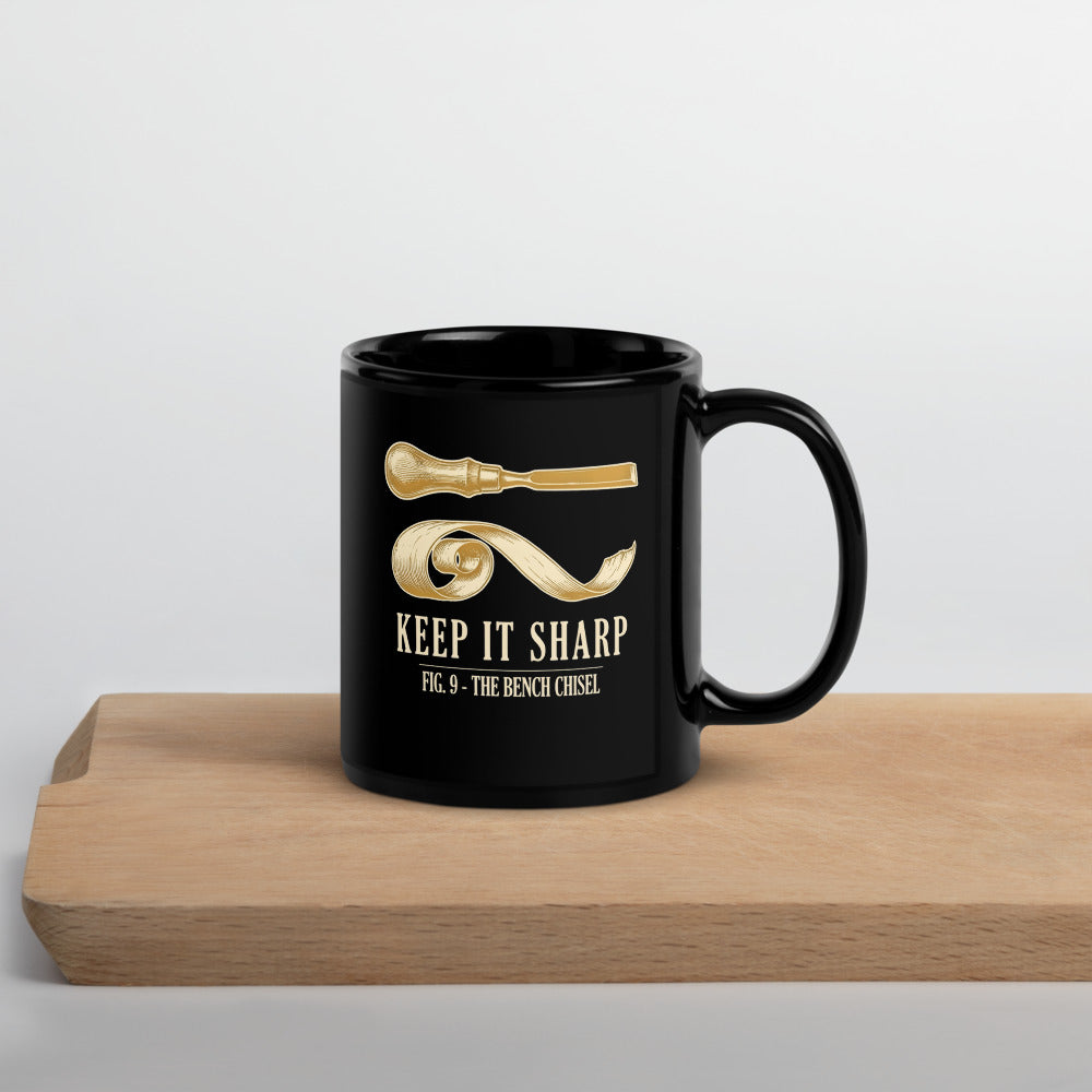 Keep It Sharp woodworking print — 11 oz, front