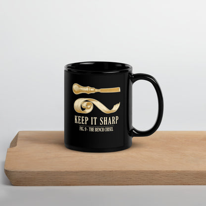 Keep It Sharp woodworking print — 11 oz, front