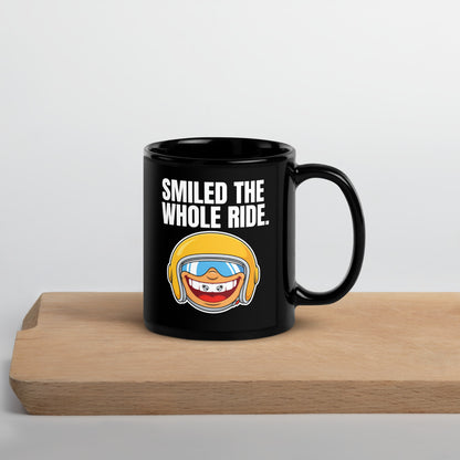 Smiled The Whole Ride funny motorcycle mug — 11 oz, front