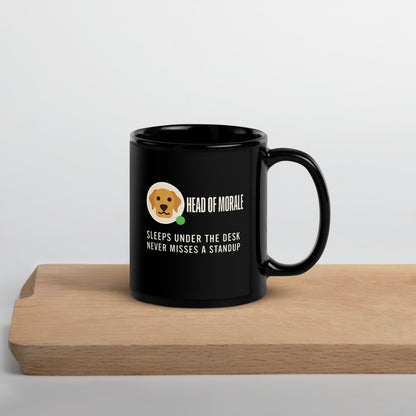 Head of Morale dog profile card mug — 11 oz, front