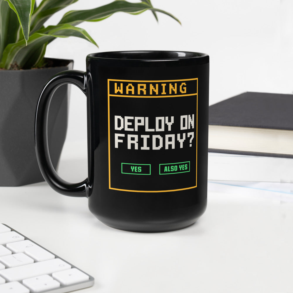 Deploy On Friday programmer mug — 15 oz