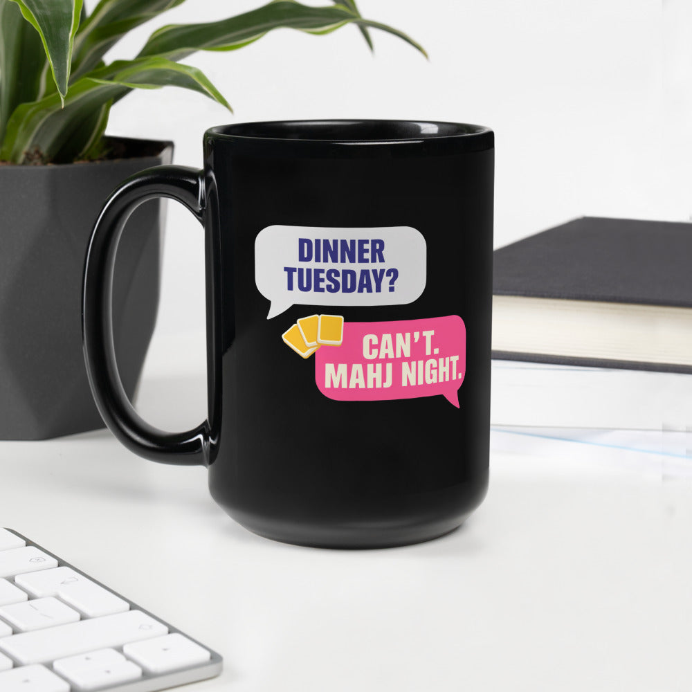 Mahj Night funny mahjong mug — 15 oz, handle on the left