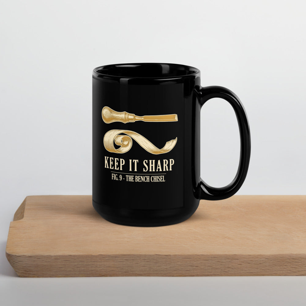Keep It Sharp woodworking print — 15 oz, front