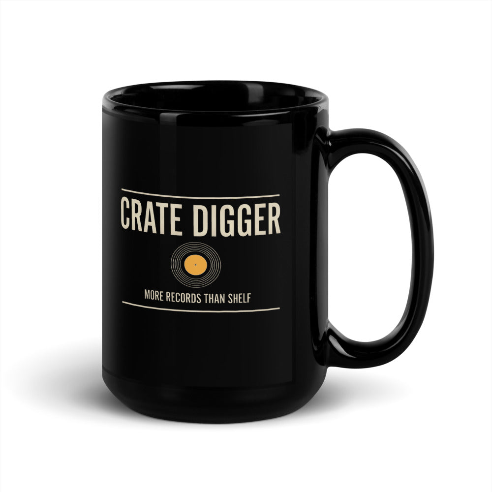 Crate Digger vinyl record print — 15 oz, handle on the right