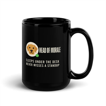 Head of Morale dog profile card mug — 15 oz, handle on the right