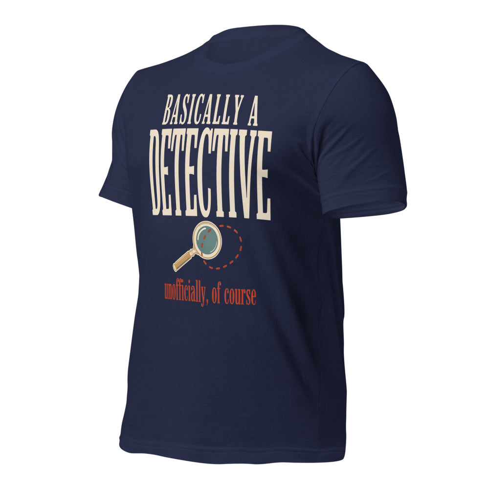 Basically a Detective vintage true crime tee — Navy, front-right